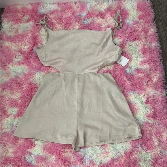 Forever 21 Pants - Forever 21 Cream Sleeveless Jumpsuit with Fitted Waist
